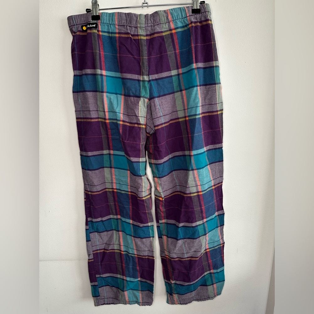 Women’s Purple Life Is Good Pull On Plaid Classic Sleep Pajama Pants Size Medium - Picture 3 of 5